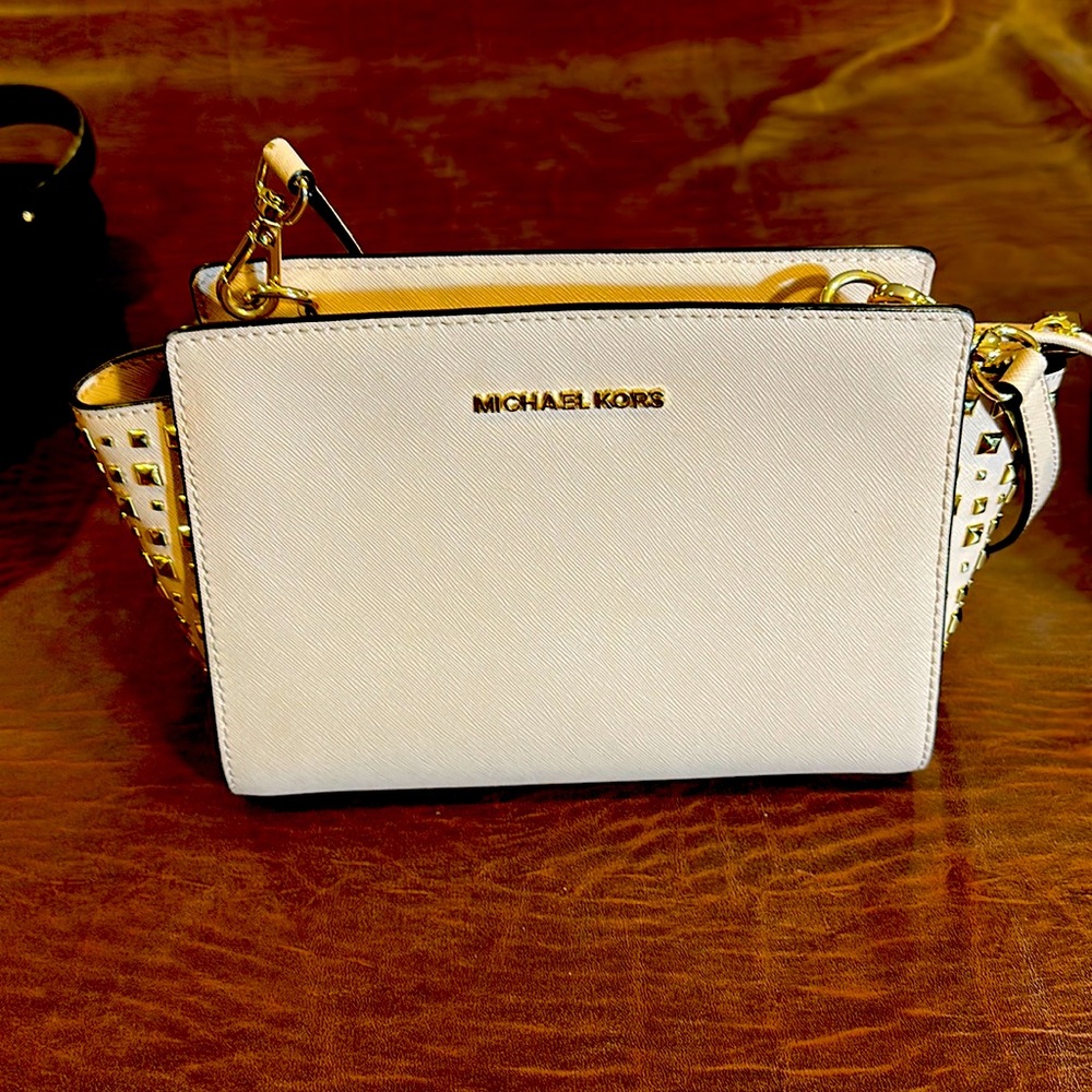 Michael Kors blush pink and gold stud purse
